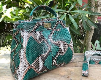 Bolso de piel de pitón verde Tosca – Talla M