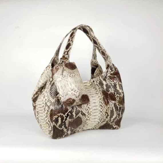 Genuine Python Leather Shoulder Bags Unique Exotic Handbag + Free Clutch Pouch | Luxury Gift for Her | Trendy Real Snake Skin Purse Girls.