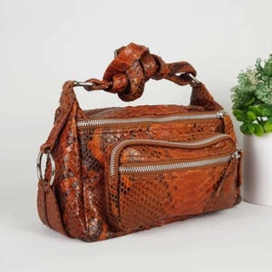 Genuine Python Leather Crossbody Bag – Unisex Snakeskin Shoulder Purse – Handmade Exotic Sling Bag for Men & Women