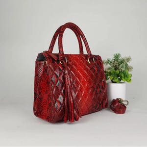Genuine Python Leather Tote Bag: Handmade Exotic Statement Handbag