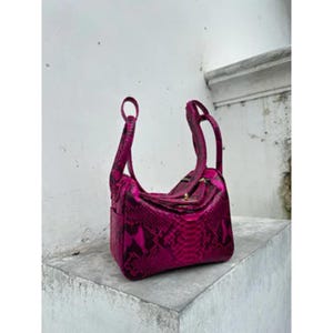 Handgefertigte Python Leder Top Griff Tasche: Exotische Schlangenleder Crossbody Geldbörse