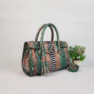 Echte Python Leder Top Griff Tasche: Luxus Crossbody Geldbörse