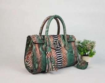 Echte Python Leder Top Griff Tasche: Luxus Crossbody Geldbörse