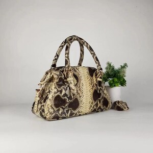 Bolso de piel de pitón auténtica para mujer: bolso de piel de serpiente auténtica, con asa superior, tipo pulsera, bandolera versátil: bolso de lujo para regalar a mamá o a ella.