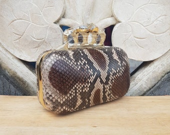 Stilvolle Frauen Clutch Einzigartige Python Geldbörsen Handgemachte Schlangenhaut Kleine Tasche Leder für Partys
