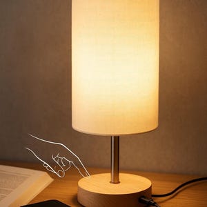 modern Bedside Table Lamp with USB charging - Nightstands light - 3 way dimmable
