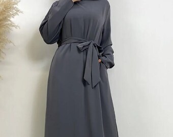 Moda musulmana: Abaya de mujer hecha a mano / Vestido largo holgado para mujeres musulmanas con encaje en la cintura / Regalo para ella / Regalo perfecto para Ramadán