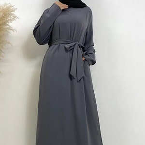 Ręcznie robiona abaya dla kobiet Długa luźna sukienka dla muzułmanek z koronkowym pasem Prezent dla niej Doskonały prezent dla kobiet zdjęcie 5