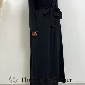 Ręcznie robiona abaya dla kobiet Długa luźna sukienka dla muzułmanek z koronkowym pasem Prezent dla niej Doskonały prezent dla kobiet Czarny