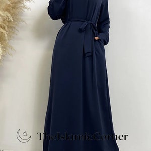 Ręcznie robiona abaya dla kobiet Długa luźna sukienka dla muzułmanek z koronkowym pasem Prezent dla niej Doskonały prezent dla kobiet zdjęcie 7