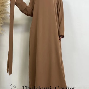 Ręcznie robiona abaya dla kobiet Długa luźna sukienka dla muzułmanek z koronkowym pasem Prezent dla niej Doskonały prezent dla kobiet zdjęcie 3