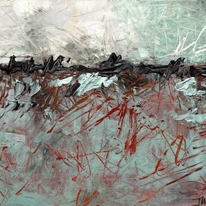 Oil and Cold Wax original painting with white mat. “Tiny Treasures,” series