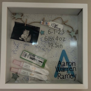 Personalized Baby Memories, Infant birthstats, pregnancy loss,Keepsake Shadow Box