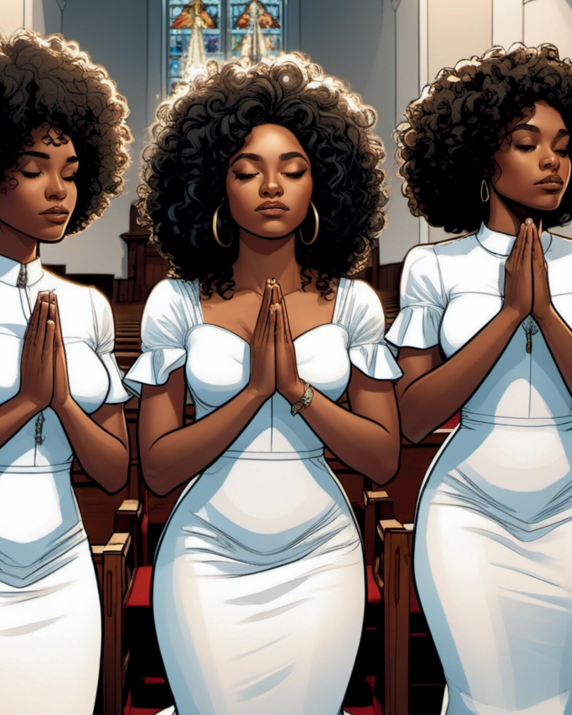 Praying Woman Wall Art White Dresses Home Decor for Christian Women Who ...