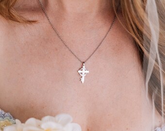 Dainty Silver Cross Necklace: Stainless Steel Bridal Jewelry