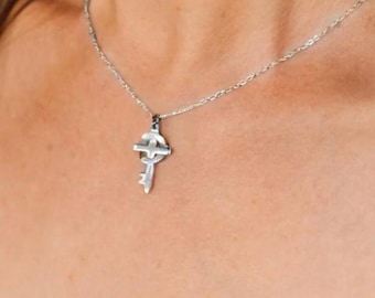 Silver Cross Necklace: Stainless Steel Christian Purity Jewelry