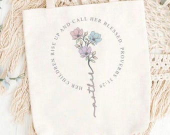 Christian Mom Tote Bag: Floral Bible Study Gift