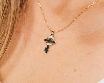 Dainty Gold Cross Necklace: Religious Purity Jewelry Gift