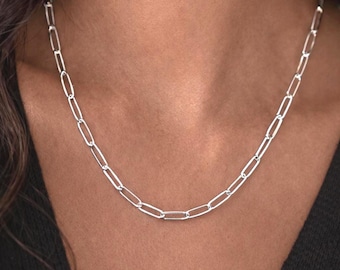 Delicate Stainless Steel Paperclip Chain Necklace: Hypoallergenic Layering Jewelry