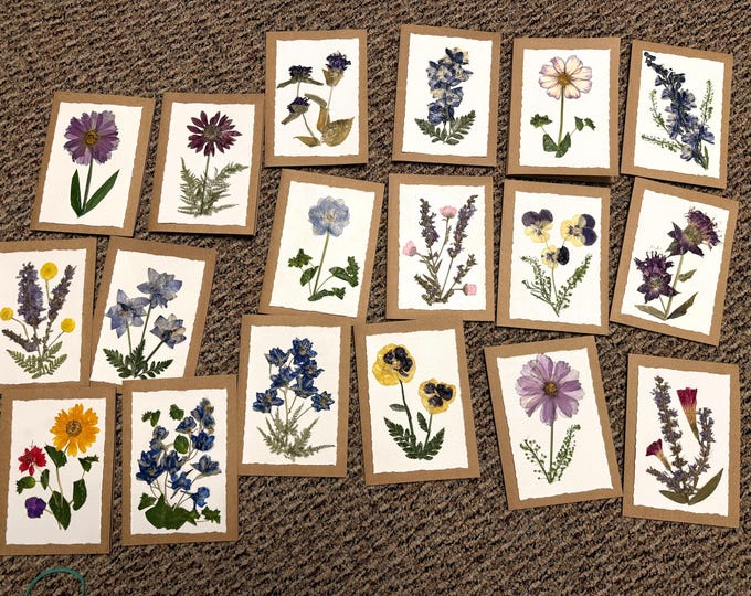 Handmade Pressed Flower Cards Using Real Flowers - Etsy