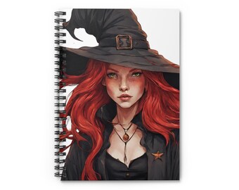 Halloween Goth Witch Witchy Blank Book Of Spells 118 page Spiral School Journal Notebook - Ruled Best Line Gift Idea