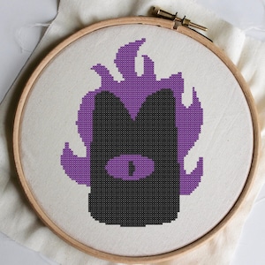 Cult of the Lamb Purple Crown Cross Stitch Pattern