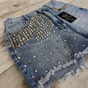 Women's girl shorts with blue studs image 3