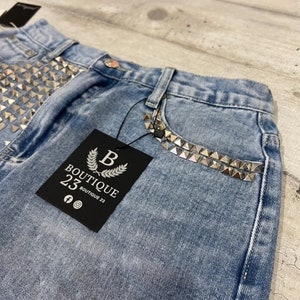 Women's girl shorts with blue studs image 4
