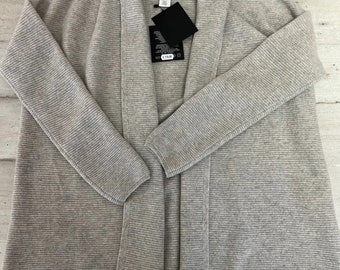 Open CARDIGAN sweater 100% pure cashmere Nordstrom signature M gray women