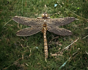 Minature Brass Dragonfly | Dragonfly paperweight | Metal statue | Metal Insect | Metal Paperweight