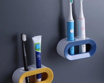 Porte-brosse à dents électrique, support auto-adhésif à double trou, support mural permettant de gagner de l'espace, accessoires de salle de bains