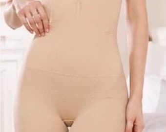 Women's High-Waist Tummy Control Seamless Shapewear Shorts, Butt Lifting Body Shaper, Beige