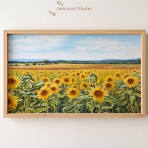 Sunlit Sunflower Field Instant Download of Flowers for Home Décor Digital Art Sunflower Field High Resolution Sunflower Field Oil Painting