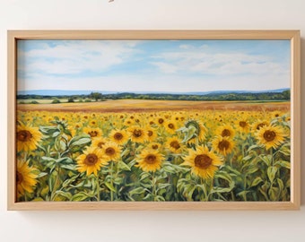 Sunlit Sunflower Field Instant Download of Flowers for Home Décor Digital Art Sunflower Field High Resolution Sunflower Field Oil Painting