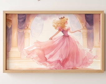 Dancing Princess in Pink Instant Download Digital Nursery Art for Home Décor High Resolution Princess Art Print Pink Princess Watercolor Art