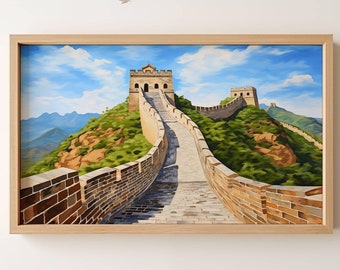 Great Wall of China Instant Download of Iconic Landmark for Home Décor Digital Art of Great Wall of China High Resolution China Oil Painting