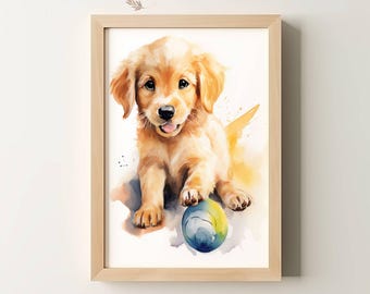 ゴールデンレトリバーの子犬の写真、高解像度、超リアル（デジタル