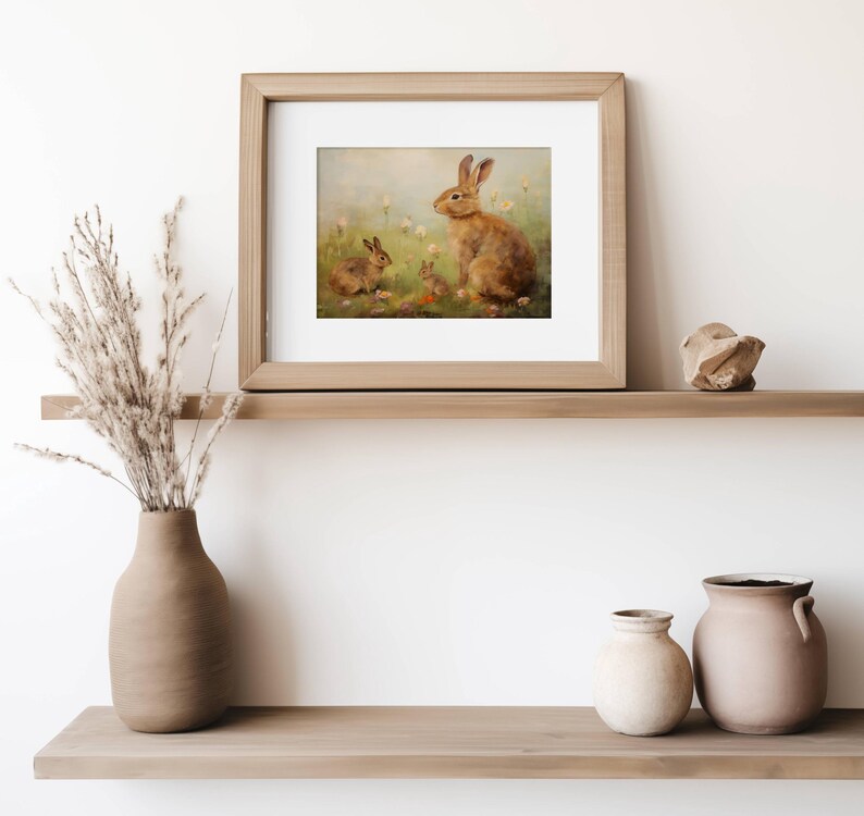 Mother and Baby Bunny Instant Download Digital Nature Art for Home ...