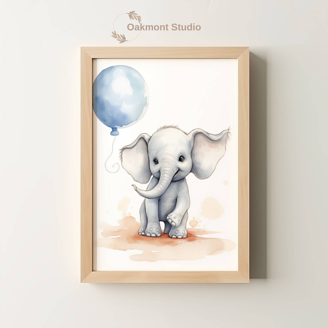 Baby Elephant With Balloon Instant Download Digital Nursery Art for ...