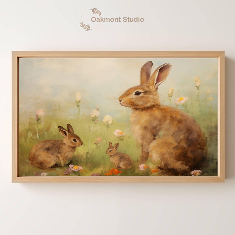 Mother and Baby Bunny Instant Download Digital Nature Art for Home ...