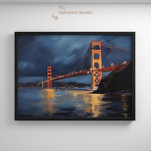 Golden Gate Bridge Instant Download of Ocean View Home Décor Digital Art of Golden Gate Bridge High Resolution Golden Gate Oil Painting Art