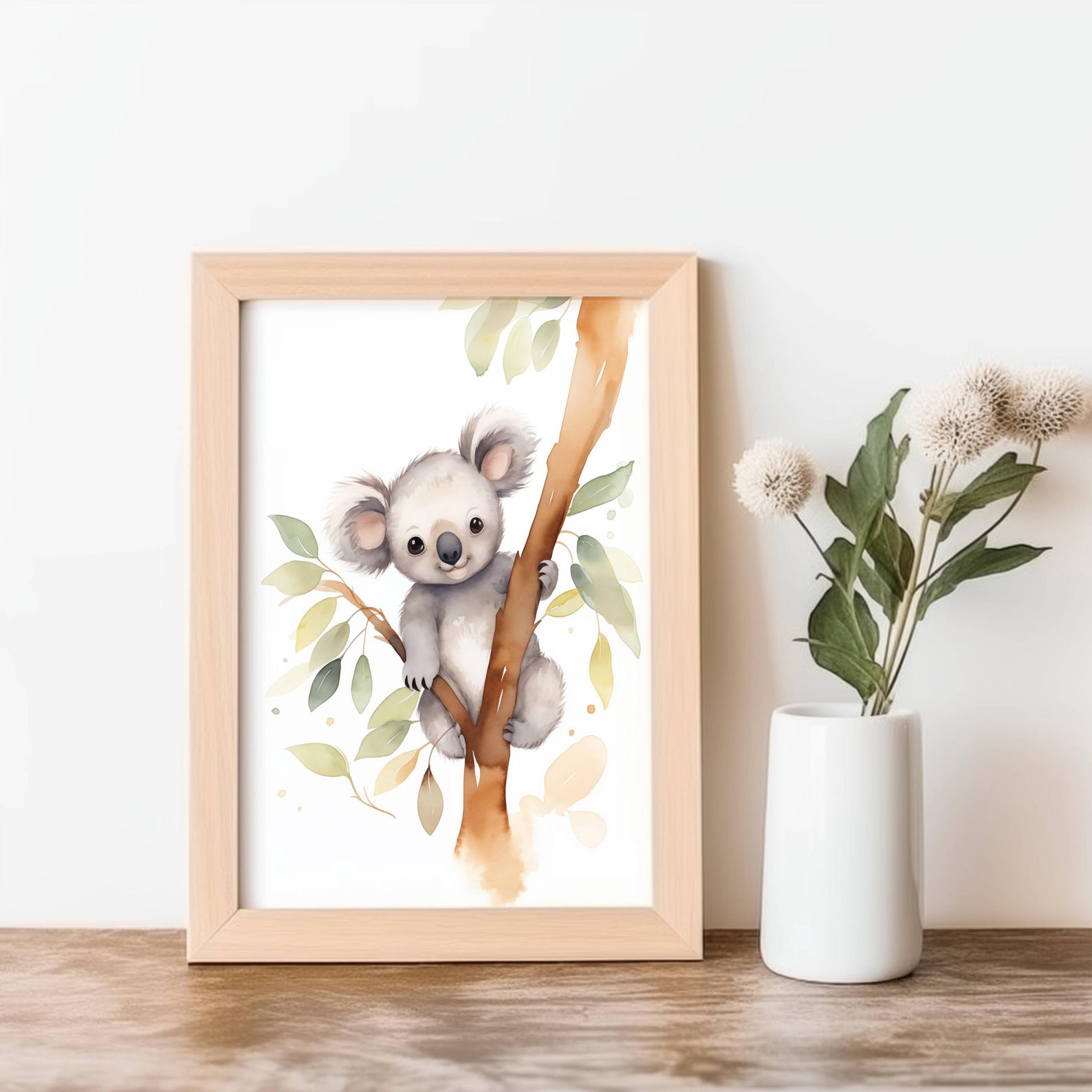 Baby Koala on Tree Branch Instant Download Digital Nursery Art for Home