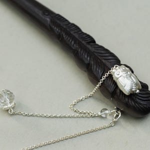 Ebony Hairpin: 999 Solid Silver Cicada, Hanfu Accessory