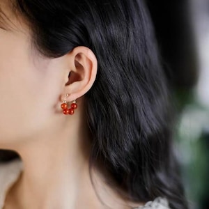 Red Agate Drop Earrings: Auspicious Chinese New Year Jewelry