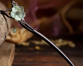 Black Ebony Hairpin-Xiuyu Flower Hairpin-Handmade Hairpin-Wooden Hairpin-Chinese Style-New Oriental Hairpin-Original Design-Hair Accessories