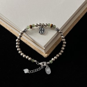 Original New Chinese Style Sterling Silver Bracelet - Retro National Style Jade Beaded Bracelet, Versatile and Perfect as a Gift for Women