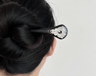 Ebony Hairpin: Chinese Style Mother-of-Pearl Phoenix Hair Piece
