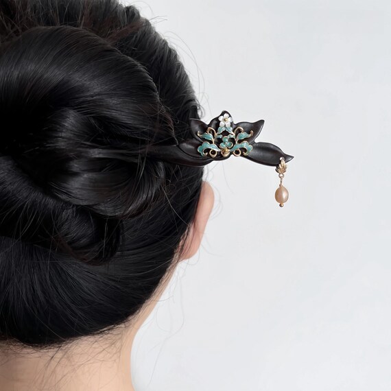 Oriental style hairpin with genuine pearl Traditional Chinese Hairpin | Pearl Hair Piece | Wedding  main image 4