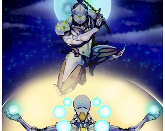 Zenyatta & Genji | Overwatch | 11x17" Poster Print