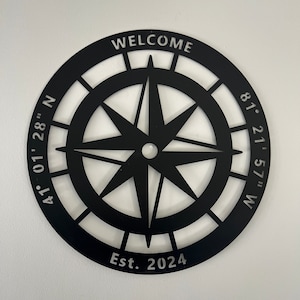 Personalized Compass Metal Sign, Customizable Metal Sign, House Sign, Address Sign, Compass Sign, Metal Art, Personalized Compass Sign